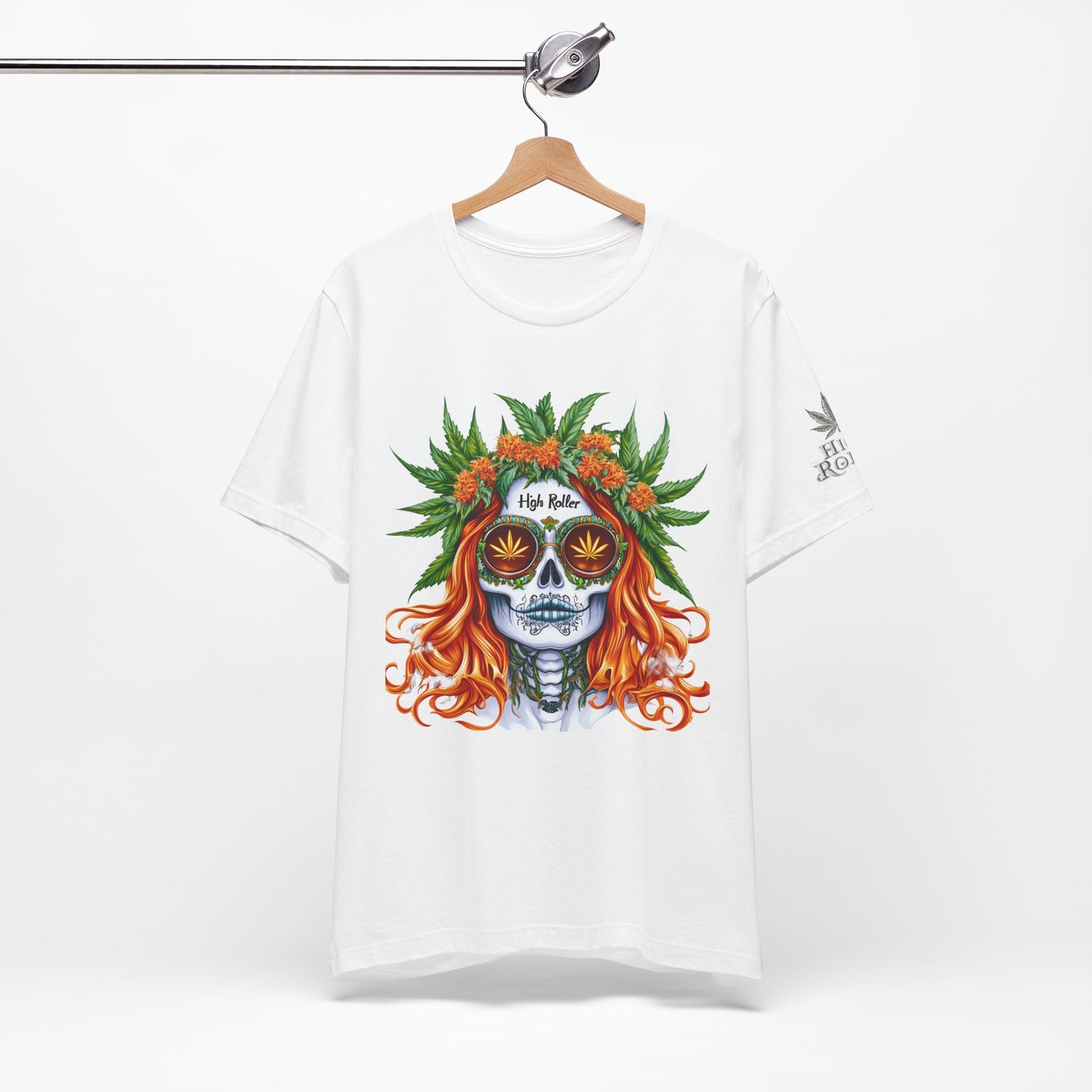 Sugar Skull Cannabis Tee - Day of Dead Art Design | High Roller