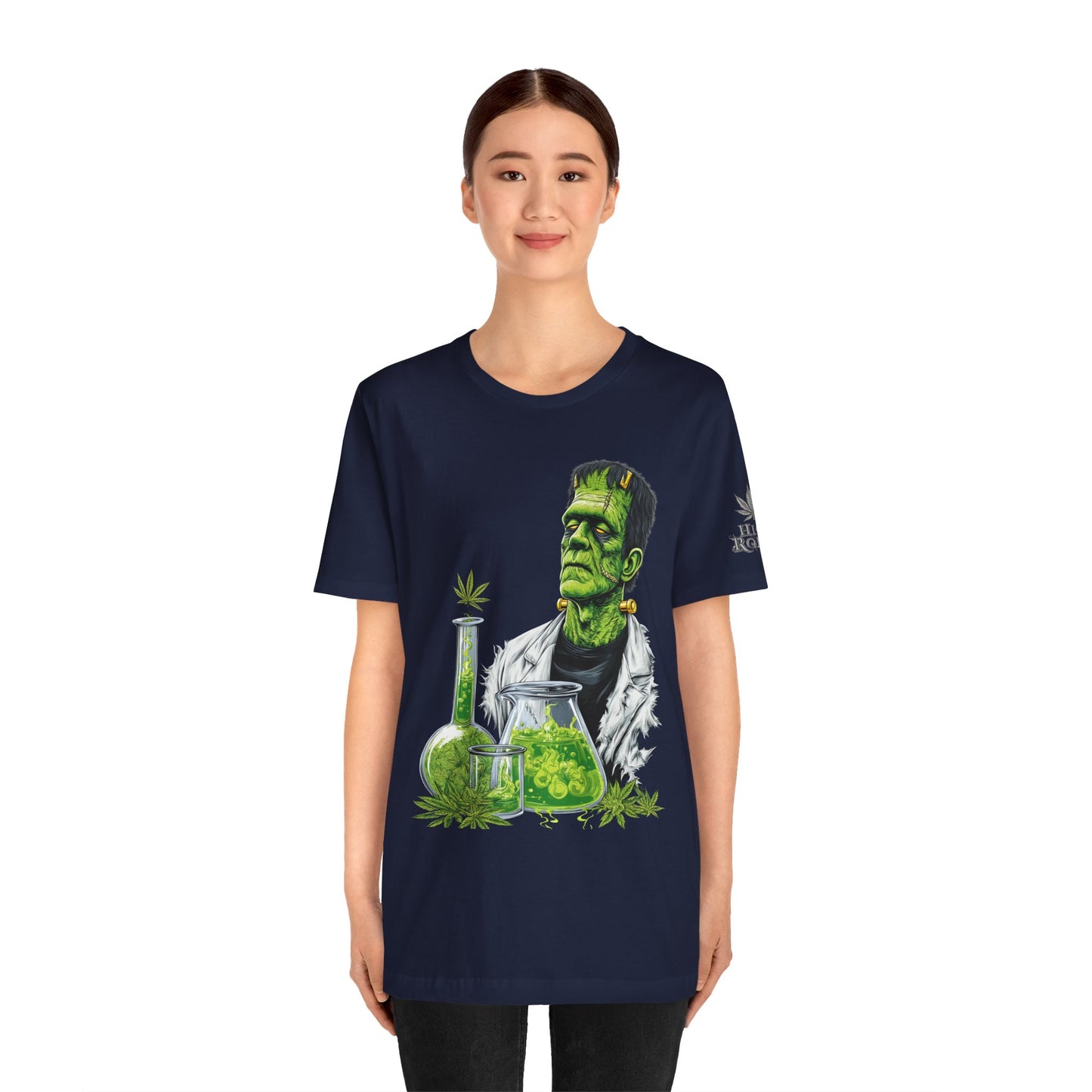 Frankenstein's Laboratory HIGH ROLLER Halloween Cannabis T-Shirt - Premium Monster Scientist 420 Experiment Apparel