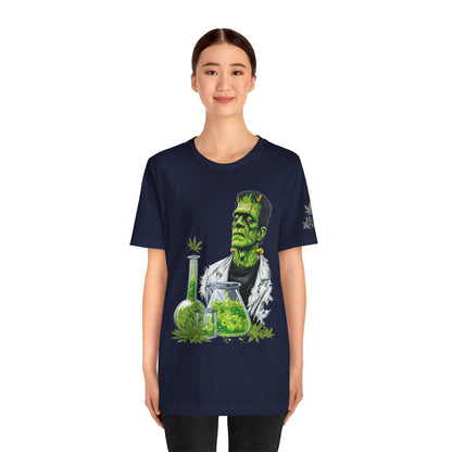 Frankenstein's Laboratory HIGH ROLLER Halloween Cannabis T-Shirt - Premium Monster Scientist 420 Experiment Apparel