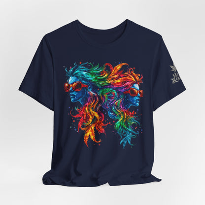 Spectrum Sisters T-Shirt - Premium Airlume Cotton Cannabis Rainbow Psychedelic Art Tee