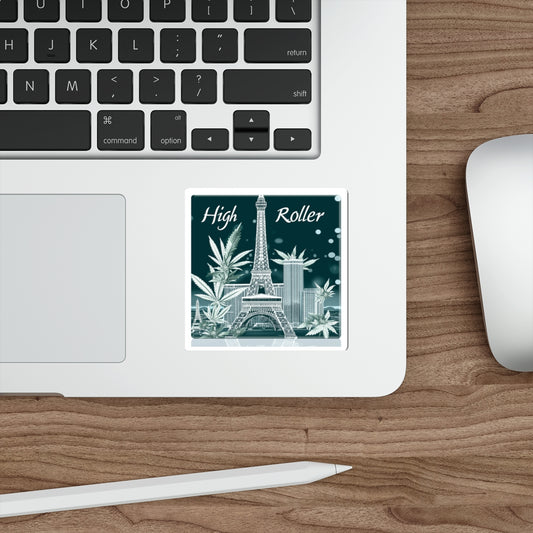 Vegas Crystal Cannabis Art Sticker | High Roller Etched Glass Design | Premium Die-Cut Vinyl Decal