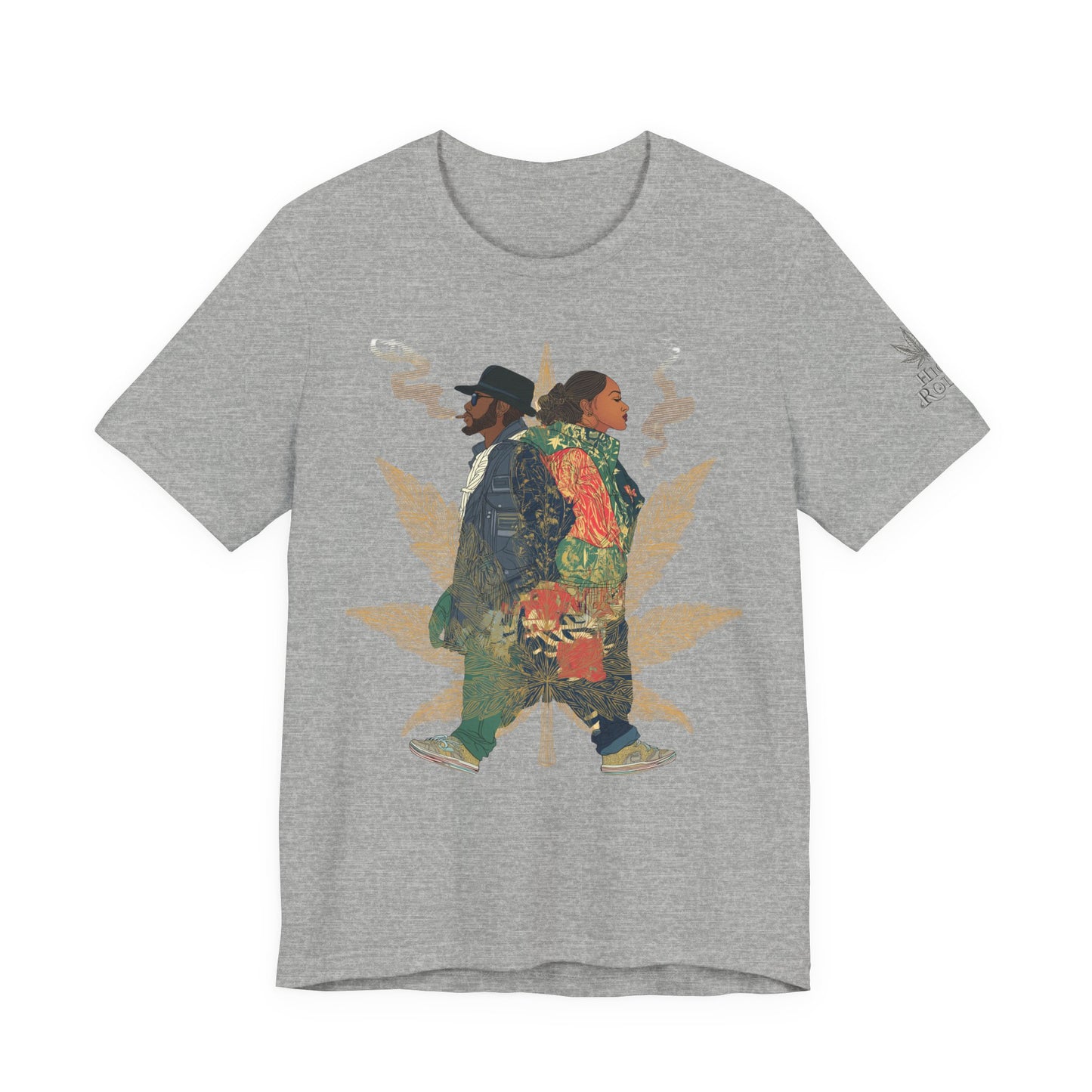 High Roller Back to Back Cannabis T-Shirt - Premium 420 Hip-Hop Duo Golden Leaf Street Culture Partnership Unity Apparel