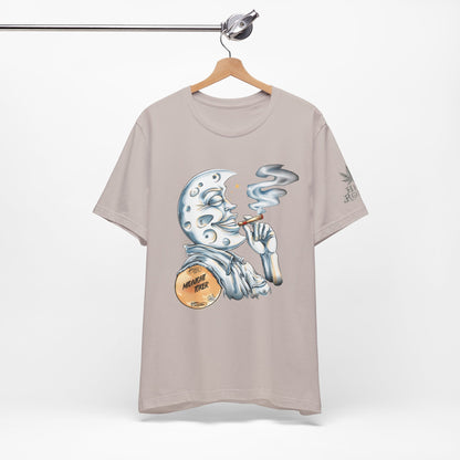 Midnight Toker Moon Tee - Celestial Cannabis Art Design | High Roller