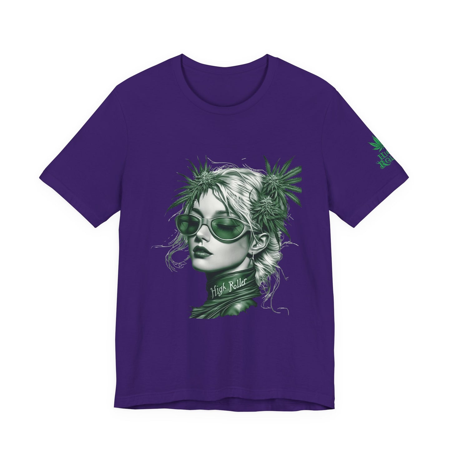 Green Queen T-Shirt - Premium Airlume Cotton Cannabis Crown Portrait Art Tee