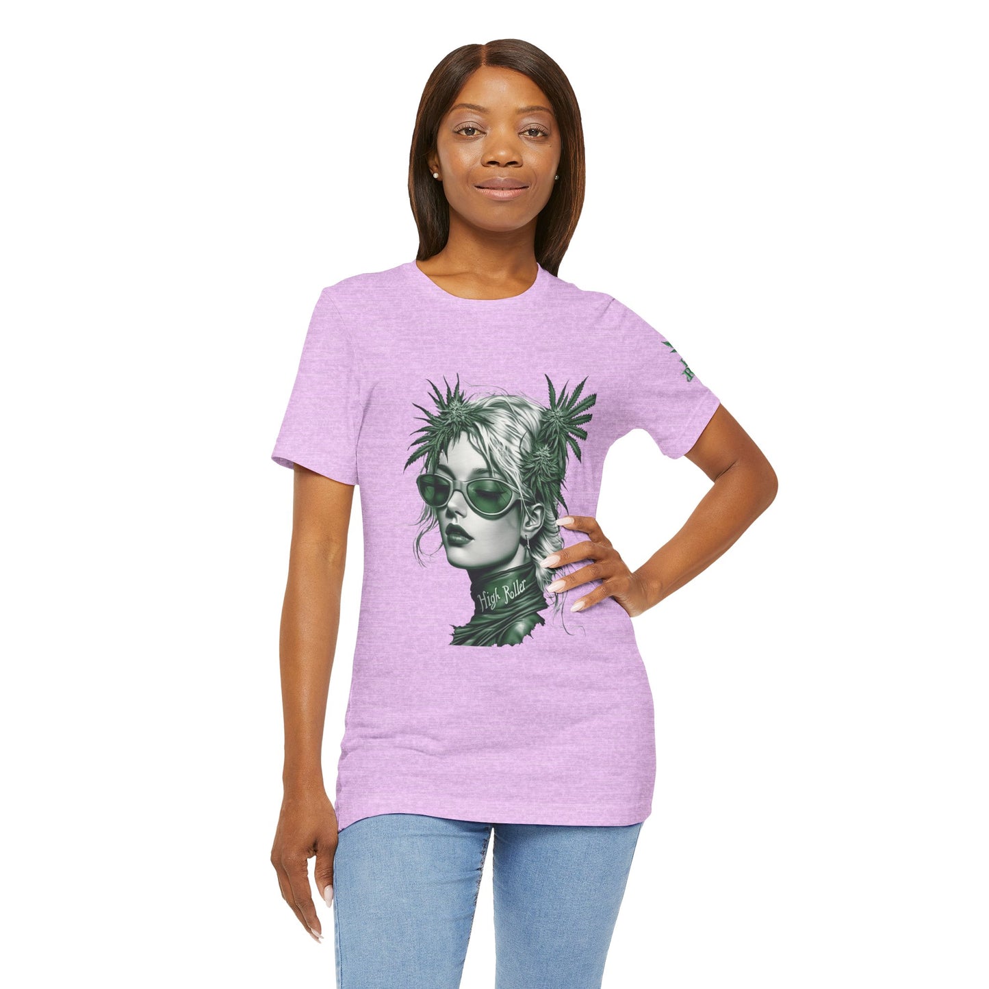 Green Queen T-Shirt - Premium Airlume Cotton Cannabis Crown Portrait Art Tee