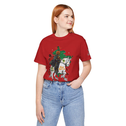 Headless Horseman HIGH ROLLER Halloween Cannabis T-Shirt - Premium Pumpkin Rider Skeletal Steed 420 Apparel