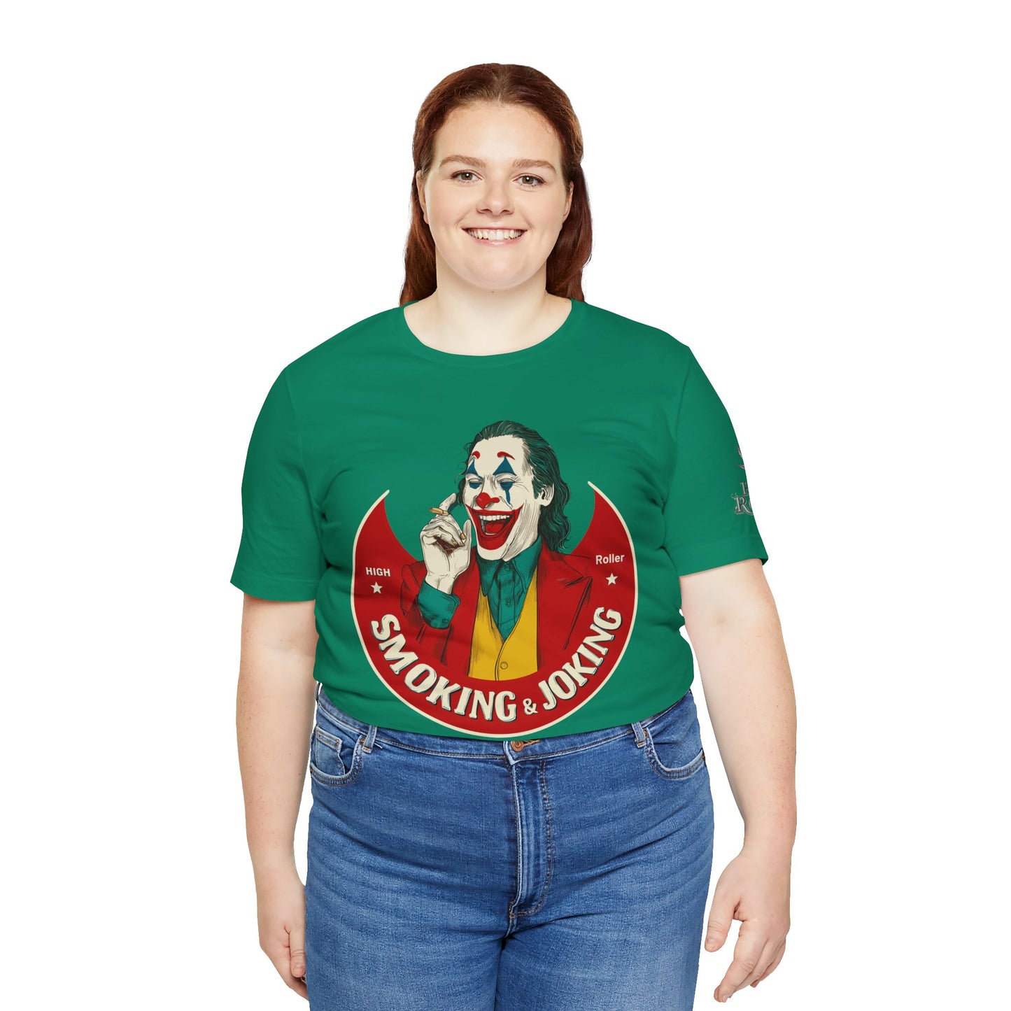 High Roller Villain T-Shirt - Premium Airlume Cotton Cannabis Joker Badge Art Tee