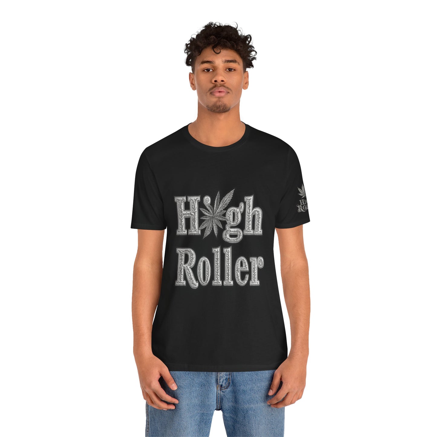 High Roller Classic Tee - Premium Airlume Cotton Cannabis Culture Ornate Typography Art