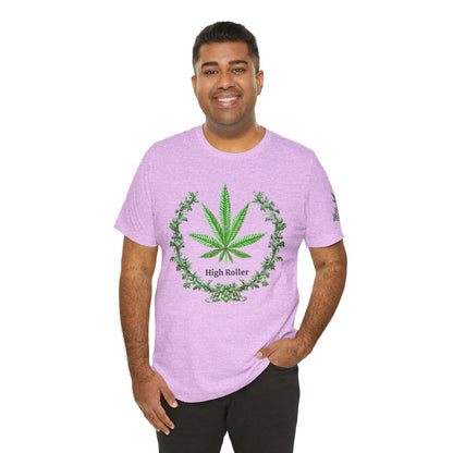 Cannabis Crest Wreath Tee - Botanical Elegance Art Design | High Roller
