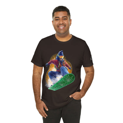 High Roller Snowboard Cannabis T-Shirt - Premium 420 Winter Sports Action Shred Mountain Lifestyle Apparel