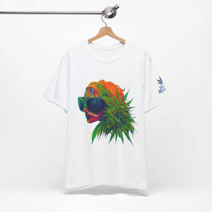 Psychedelic Cannabis Skull Tee - Neon Profile Art Design | High Roller