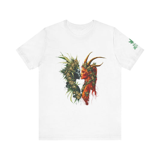 Cannabis Art Dual Face T-Shirt - Premium Unisex Cotton Tee