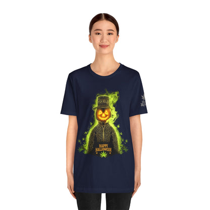 Spectral Pumpkin HIGH ROLLER Halloween T-Shirt - Premium Dark Cannabis Apparel