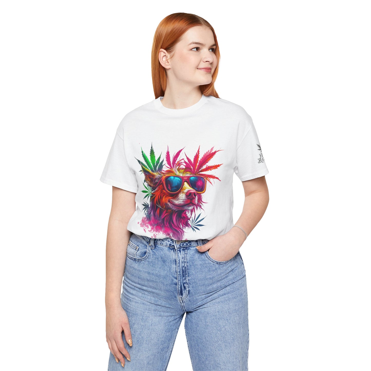 Spectrum Pup Tee - Premium Airlume Cotton Cannabis Culture Psychedelic Dog Art