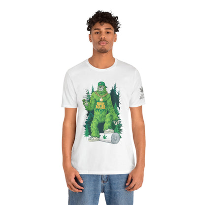 Bigfoot HIGH ROLLER Halloween Cannabis Forest T-Shirt - Premium Sasquatch Lifestyle Legend 420 Apparel
