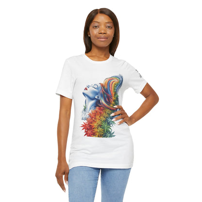 Rainbow Bloom Tee - Premium Airlume Cotton Cannabis Culture Spectrum Goddess Art