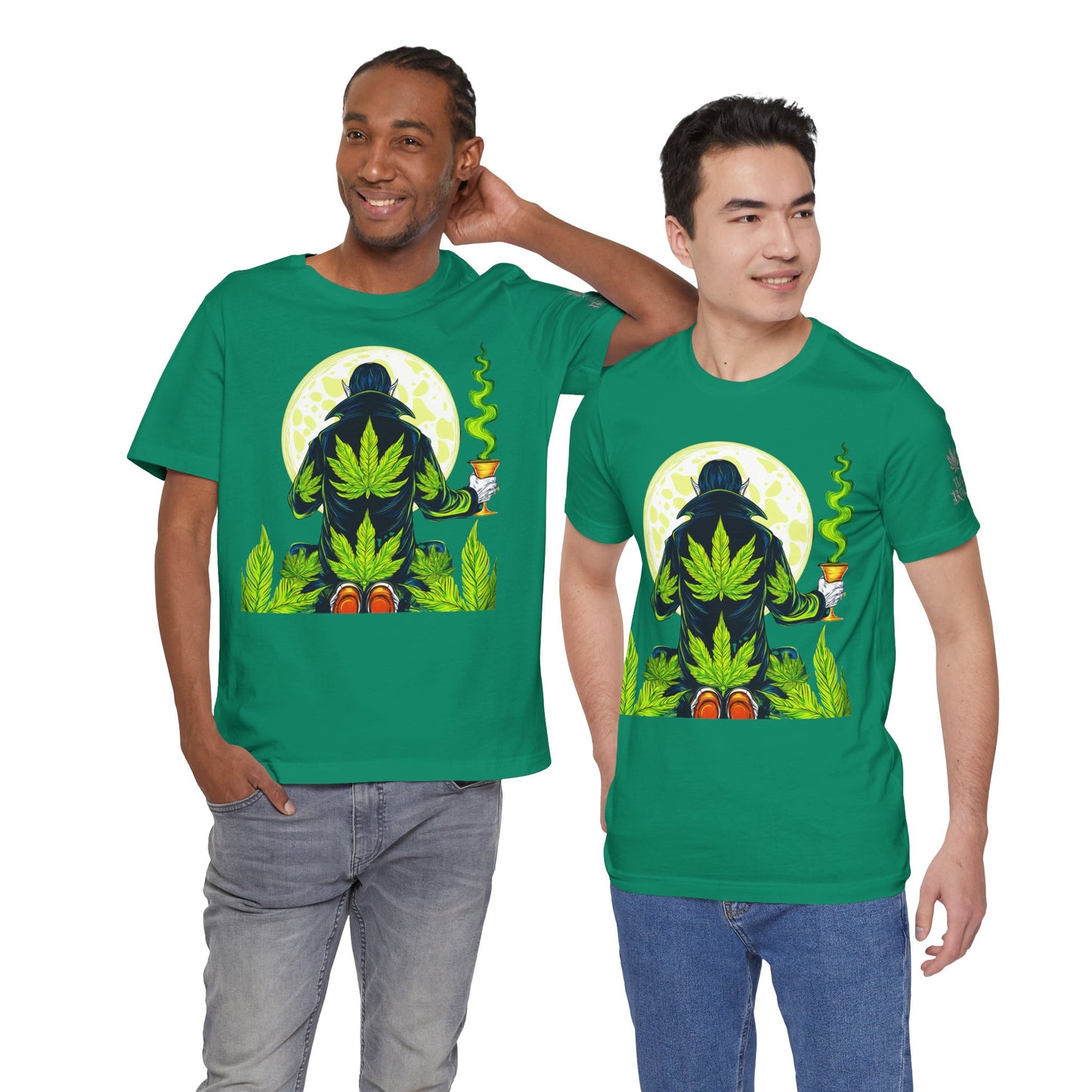 Luxury Gothic Cannabis Vampire T-Shirt - Premium Dark HIGH ROLLER Streetwear - Elevated Nocturnal 420 Fashion