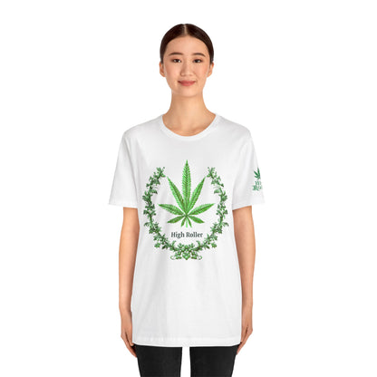 Cannabis Crest Wreath Tee - Botanical Elegance Art Design | High Roller