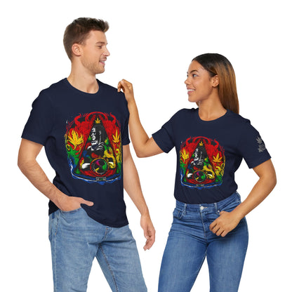High Roller Sacred Buddha Cannabis T-Shirt - Premium 420 Spiritual Meditation Enlightenment Botanical Artistry Apparel