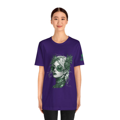 Green Queen T-Shirt - Premium Airlume Cotton Cannabis Crown Portrait Art Tee