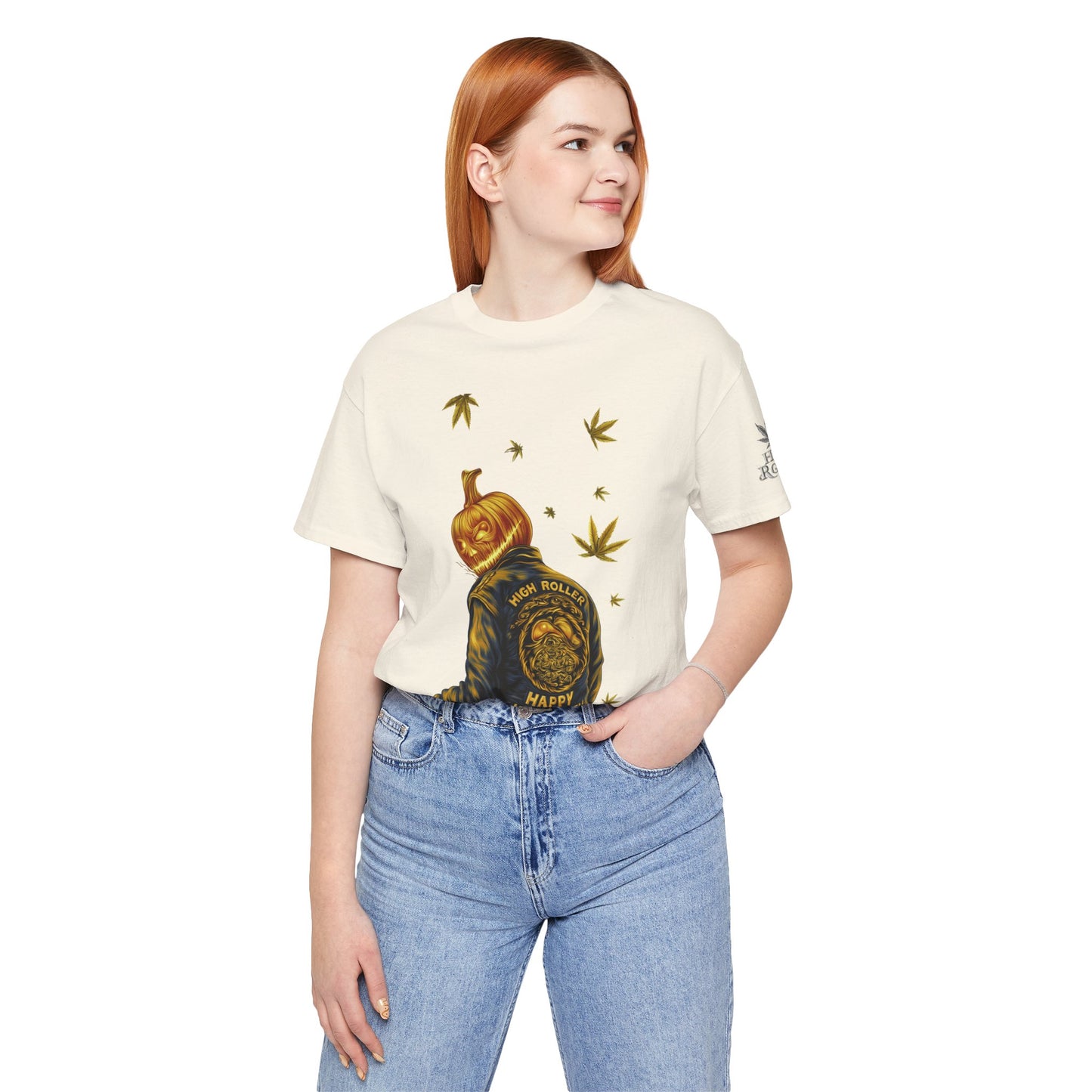 Pumpkin Head HIGH ROLLER Halloween T-Shirt - Premium Cannabis Culture Apparel