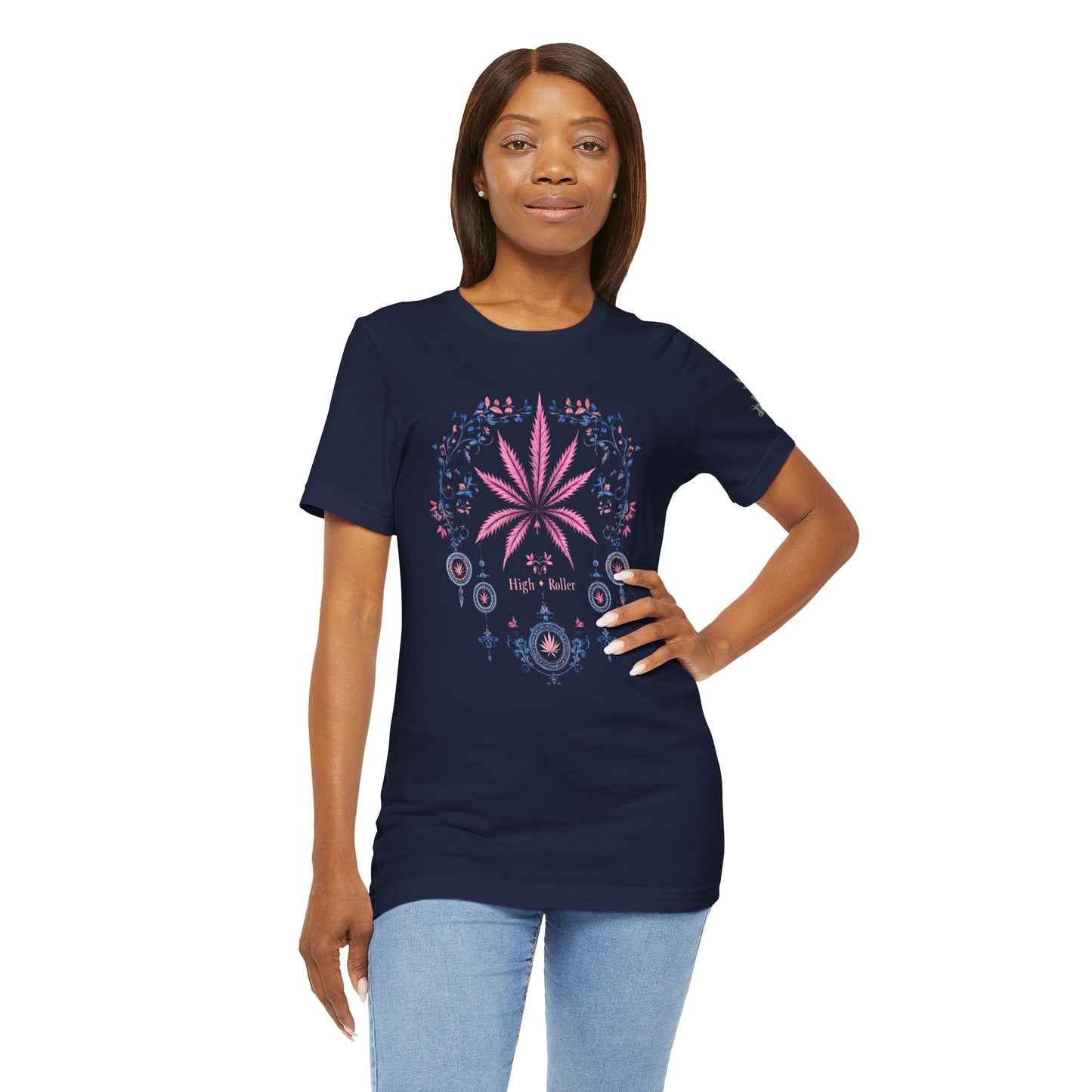 Bohemian Cannabis Mandala Tee - Floral Folk Art Design | High Roller
