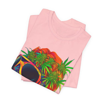 Tropical Cannabis Skull Tee - Paradise Vibes Art Design | High Roller