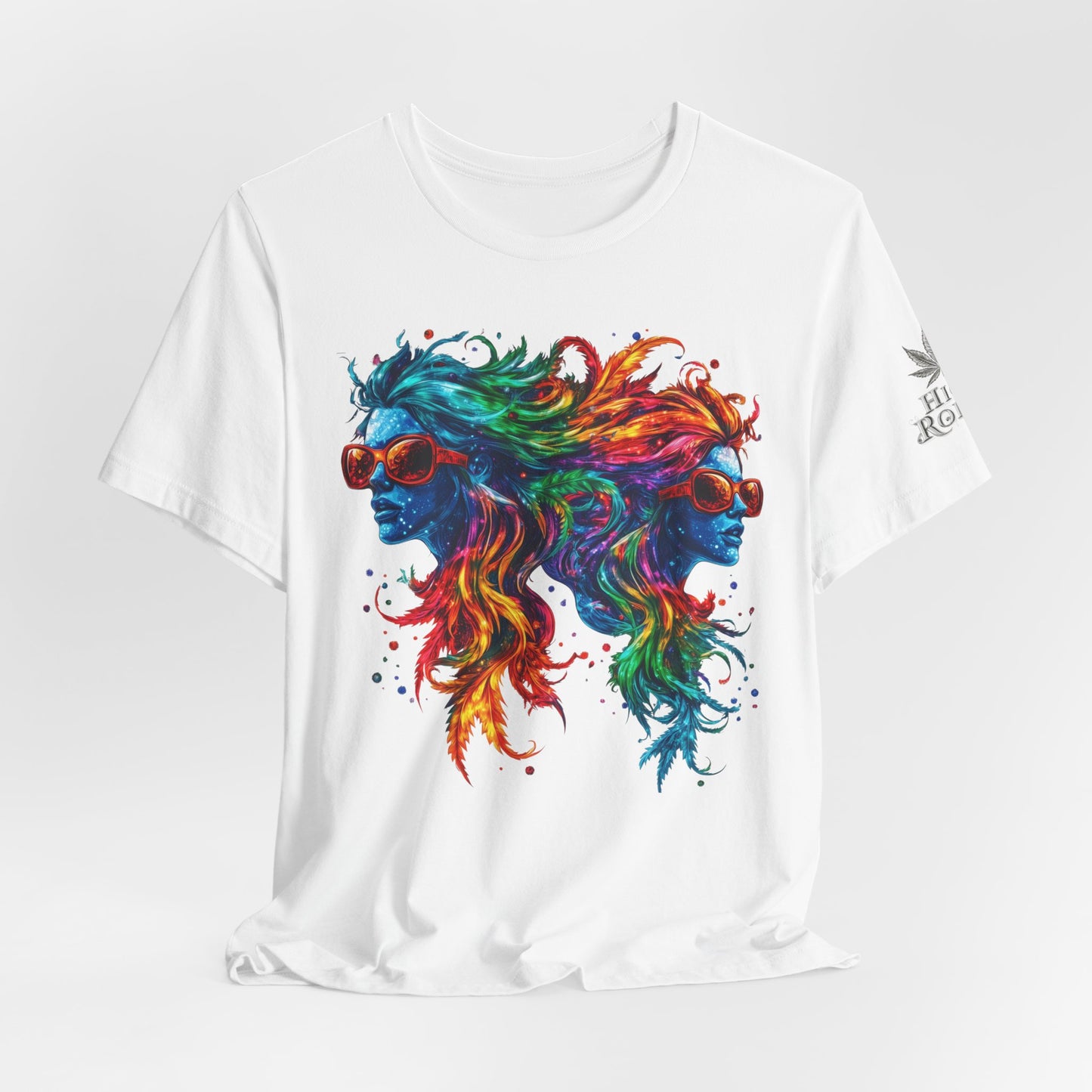 Spectrum Sisters T-Shirt - Premium Airlume Cotton Cannabis Rainbow Psychedelic Art Tee