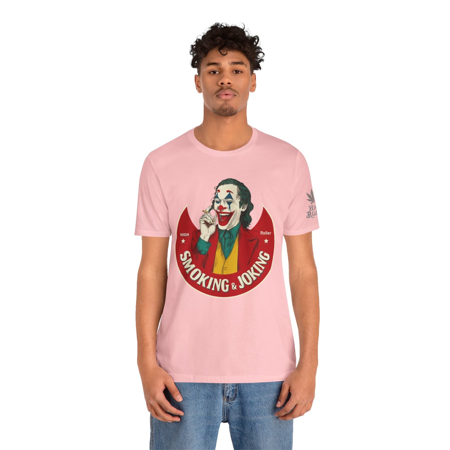 High Roller Villain T-Shirt - Premium Airlume Cotton Cannabis Joker Badge Art Tee