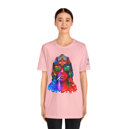 Pharaoh Vision Premium Cannabis Culture T-Shirt - Ancient Egyptian Royalty With Modern Cannabis Celebration And Psychedelic Split-Face Art