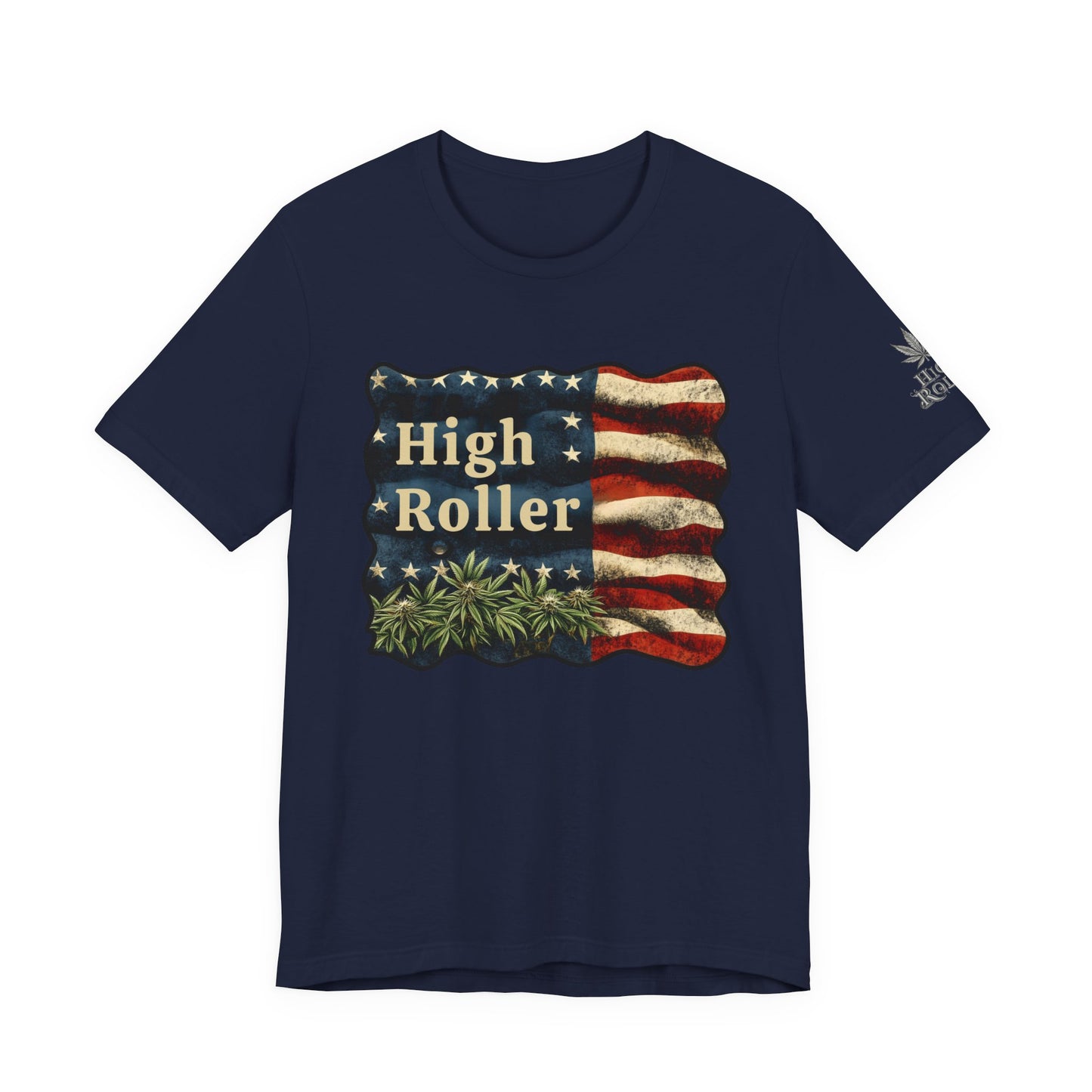 American High Roller T-Shirt - Premium Airlume Cotton Cannabis Patriotic Flag Art Tee