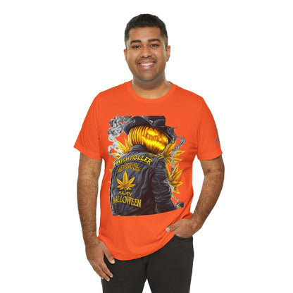Halloween Witch Rider Cannabis T-Shirt - Premium Spooky 420 Biker Edition Apparel