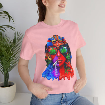 Pharaoh Vision Premium Cannabis Culture T-Shirt - Ancient Egyptian Royalty With Modern Cannabis Celebration And Psychedelic Split-Face Art