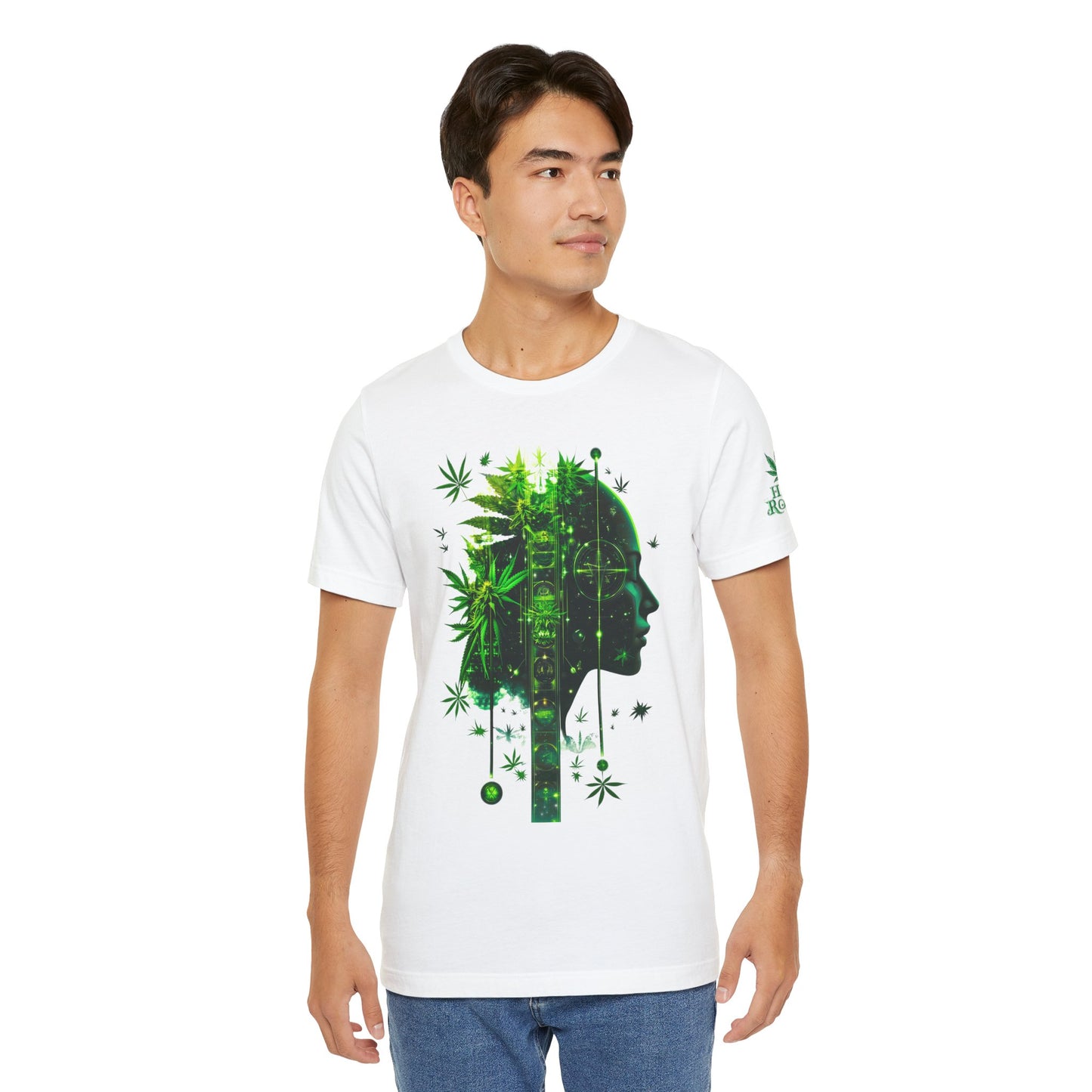 Digital Mind Tee - Premium Airlume Cotton Cannabis Culture Tech Art Matrix Design