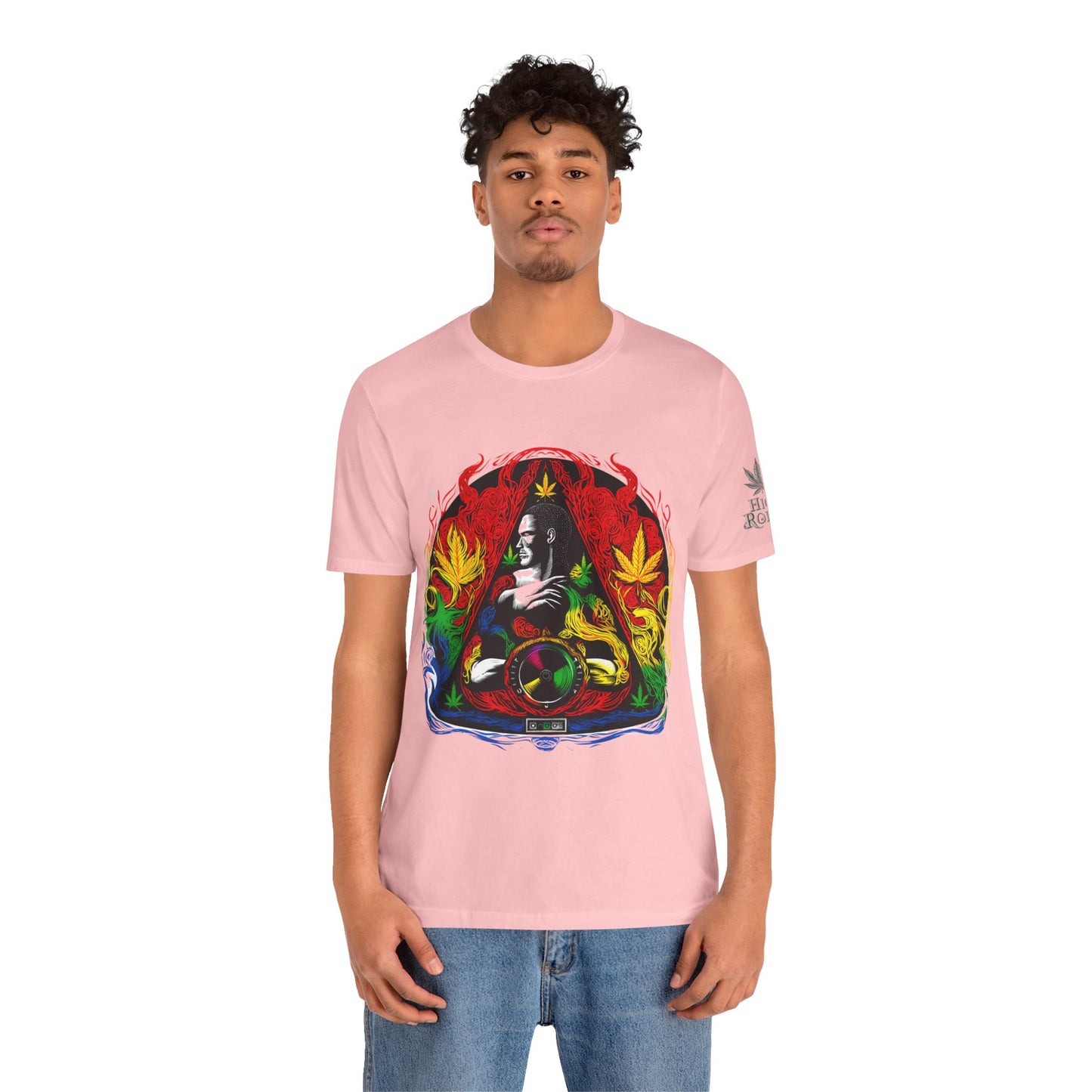 High Roller Sacred Buddha Cannabis T-Shirt - Premium 420 Spiritual Meditation Enlightenment Botanical Artistry Apparel