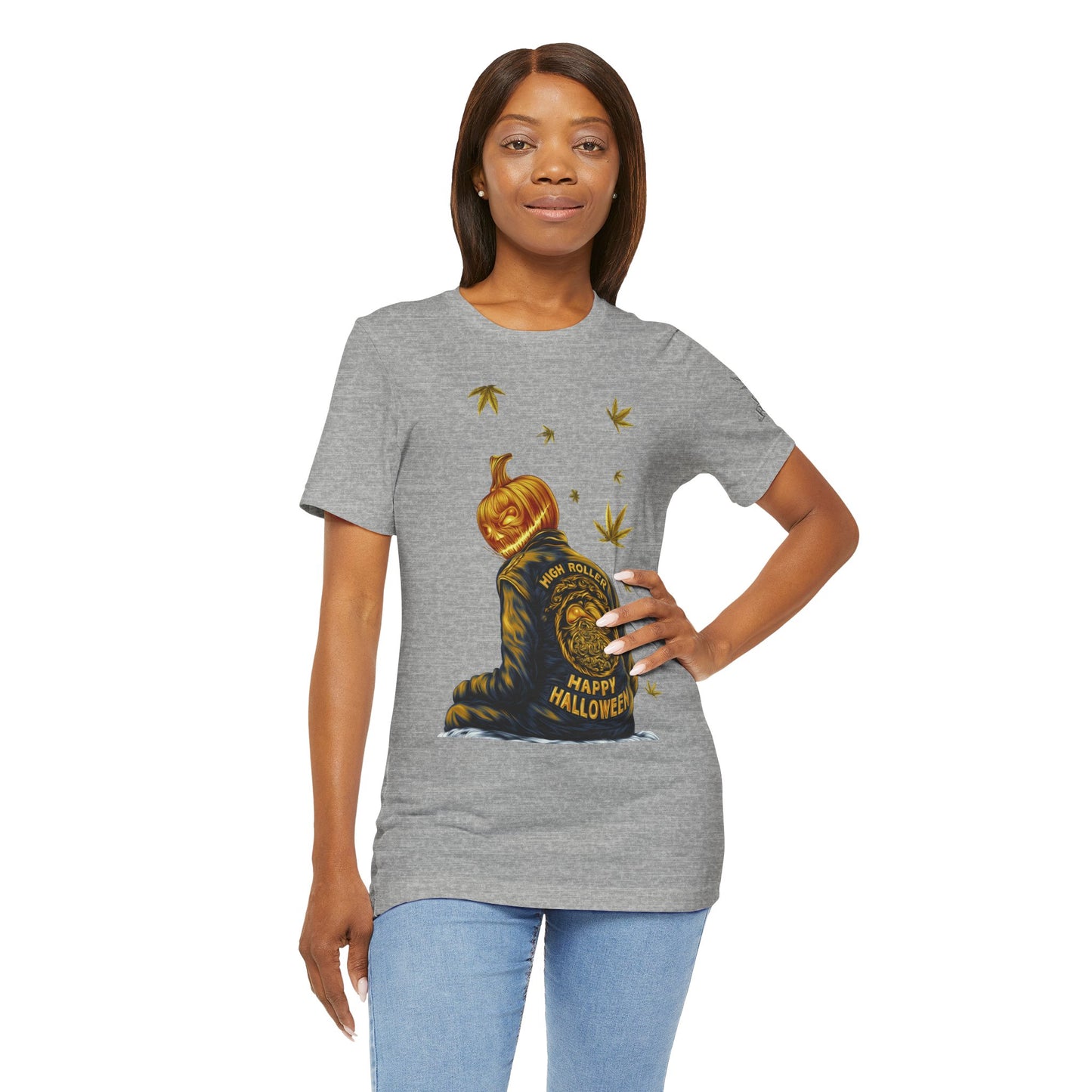 Pumpkin Head HIGH ROLLER Halloween T-Shirt - Premium Cannabis Culture Apparel