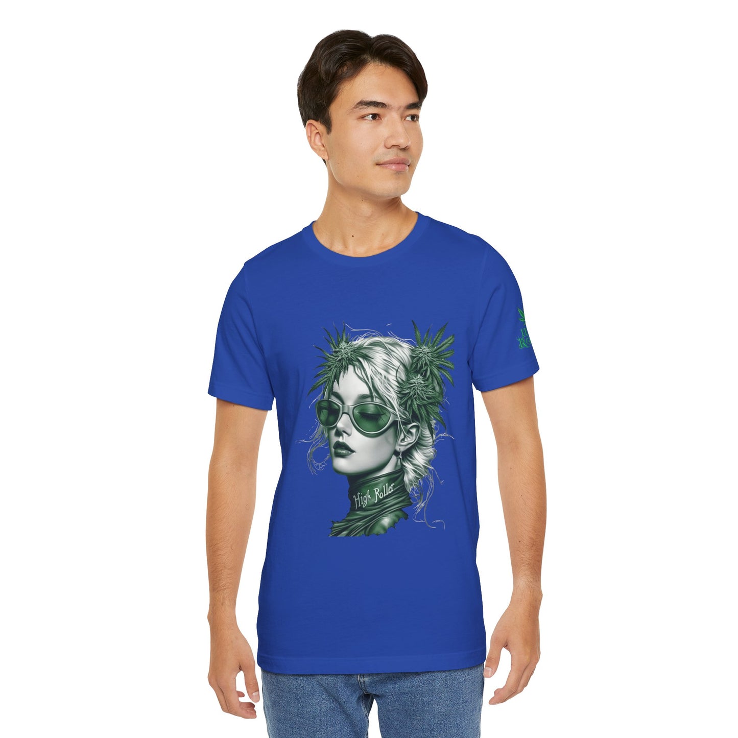 Green Queen T-Shirt - Premium Airlume Cotton Cannabis Crown Portrait Art Tee