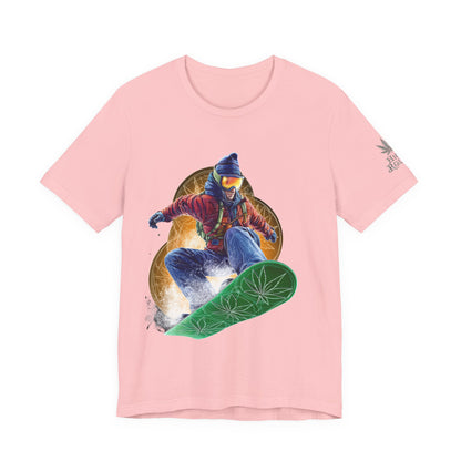 High Roller Snowboard Cannabis T-Shirt - Premium 420 Winter Sports Action Shred Mountain Lifestyle Apparel