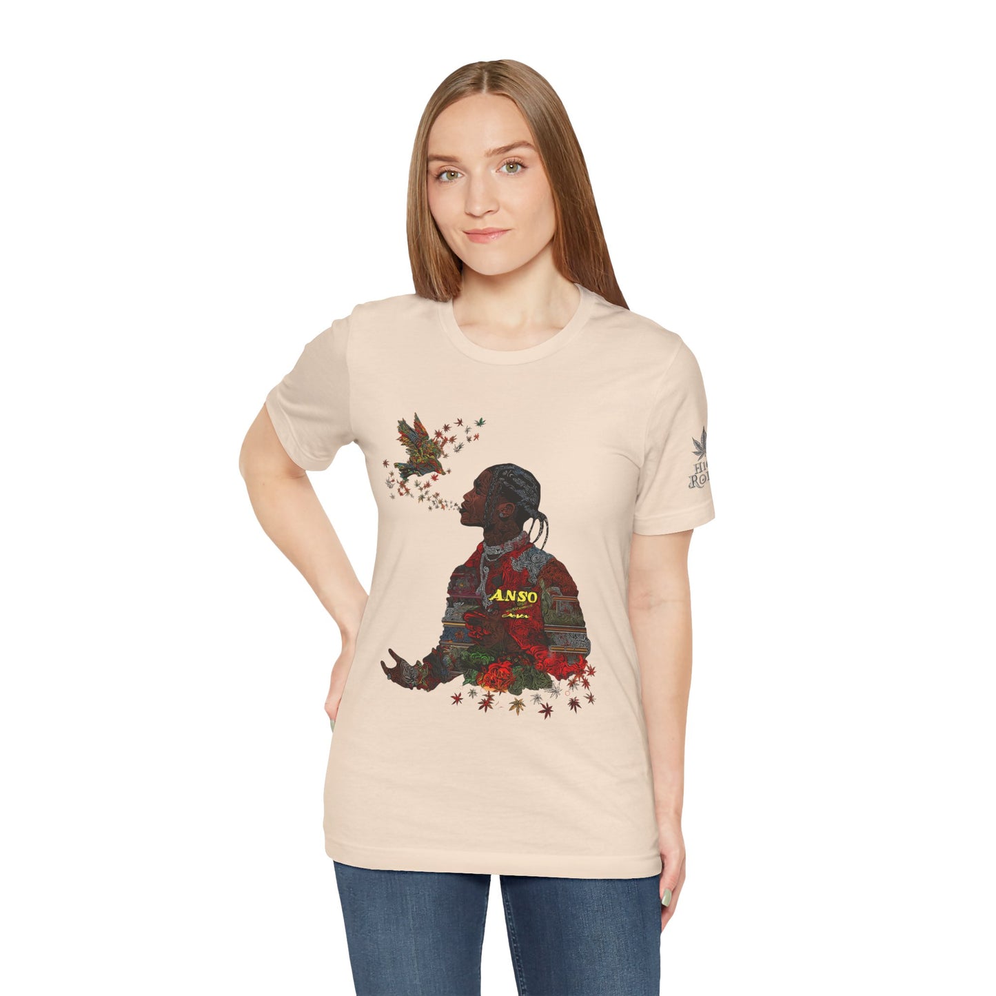 High Roller ANSO Freedom Eagle Cannabis T-Shirt - Premium 420 Artistic Double Exposure Urban Culture Liberation Apparel