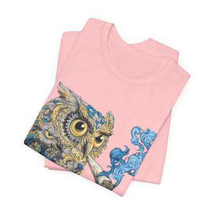 Baroque Owl Tee - Premium Airlume Cotton Cannabis Culture Ornate Bird Art