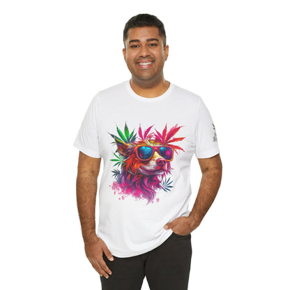 Spectrum Pup Tee - Premium Airlume Cotton Cannabis Culture Psychedelic Dog Art