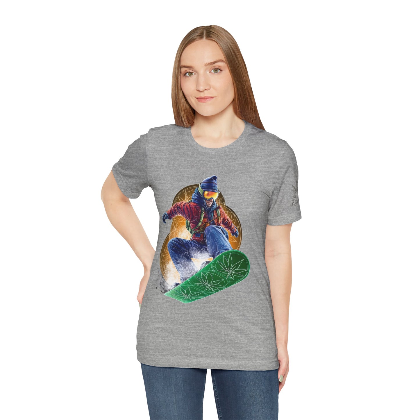 High Roller Snowboard Cannabis T-Shirt - Premium 420 Winter Sports Action Shred Mountain Lifestyle Apparel