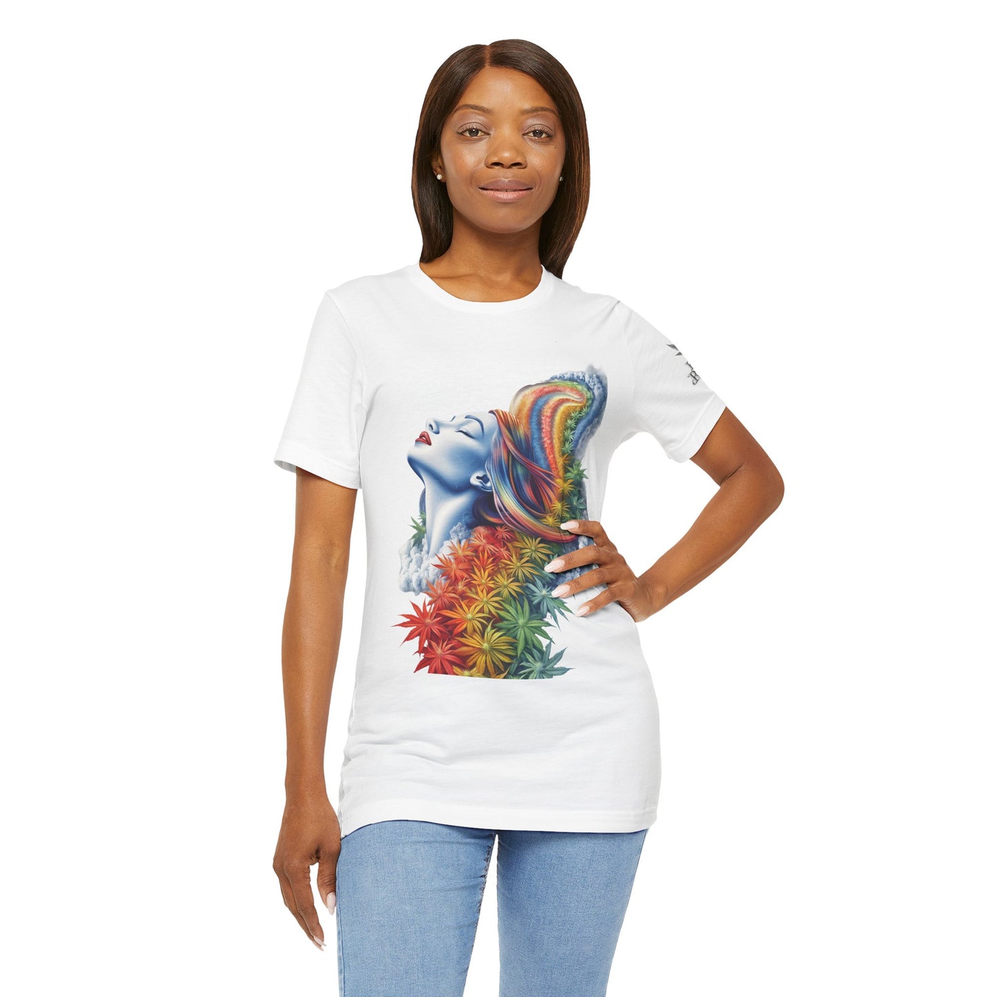 Rainbow Cannabis Goddess Tee - Ethereal Beauty Art Design | High Roller