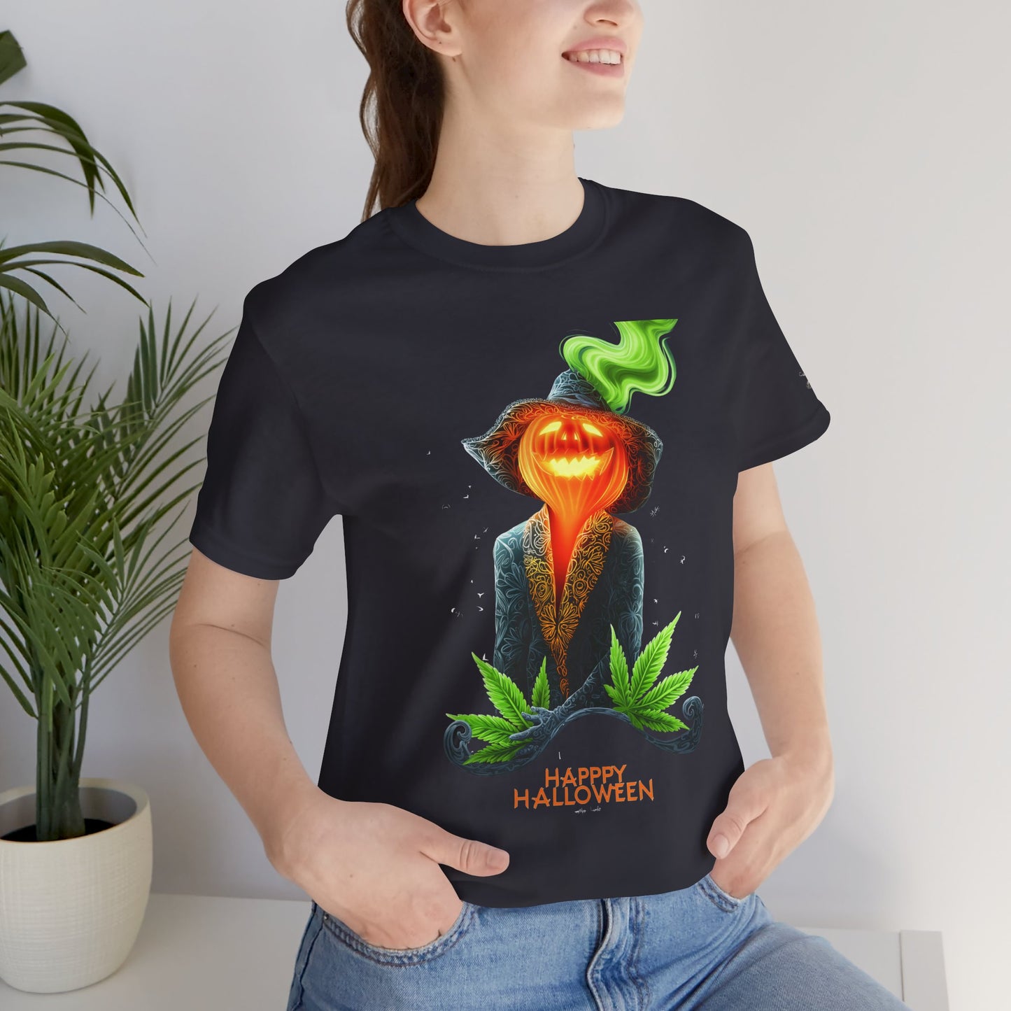 Victorian Pumpkin Gentleman HIGH ROLLER Halloween Cannabis T-Shirt - Premium Jack-o'-Lantern Aristocrat Meditation 420 Apparel