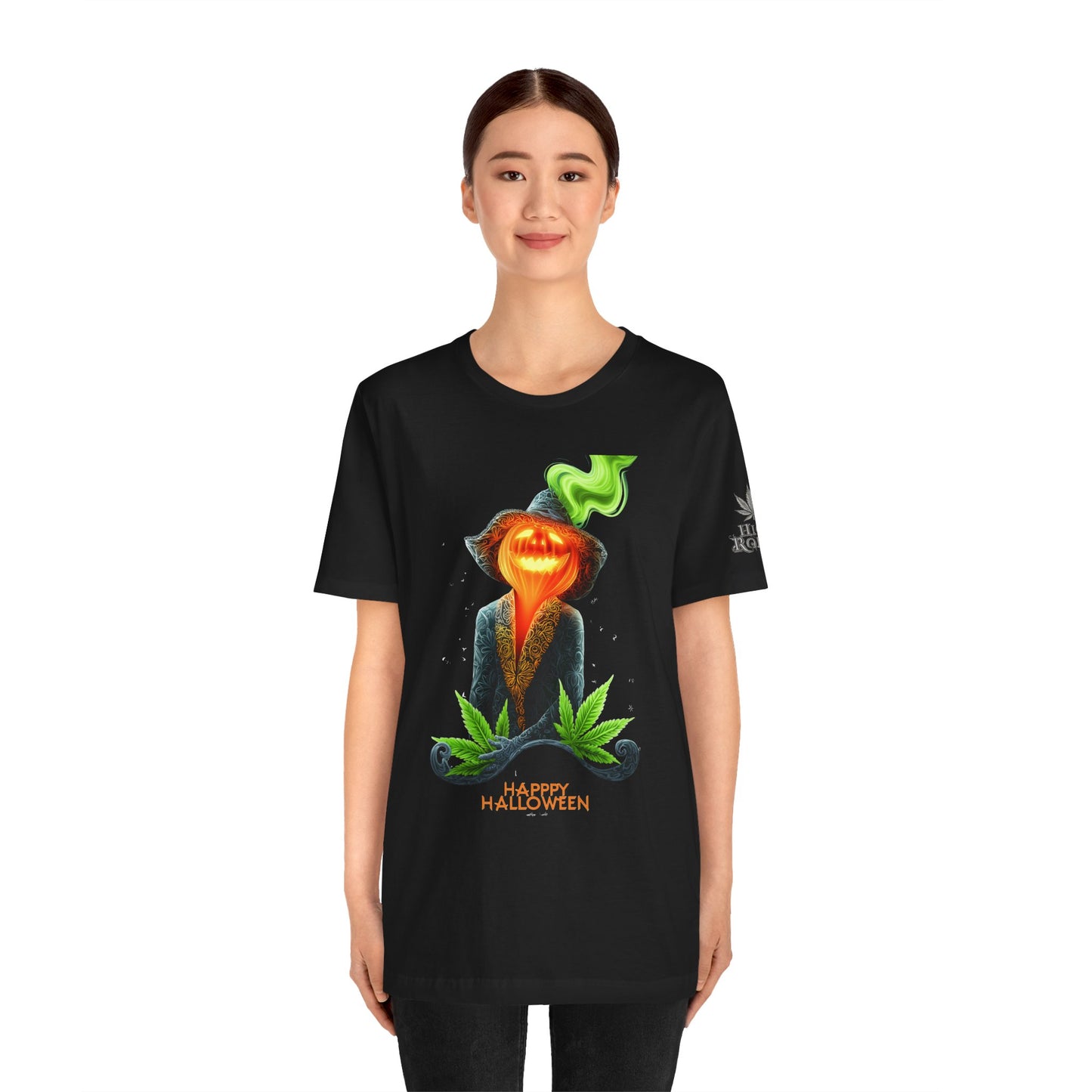 Victorian Pumpkin Gentleman HIGH ROLLER Halloween Cannabis T-Shirt - Premium Jack-o'-Lantern Aristocrat Meditation 420 Apparel