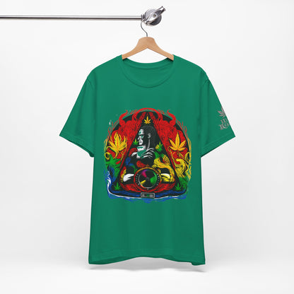 HIGH ROLLER Buddha Meditation Premium Cannabis Culture T-Shirt - Enlightenment Meets Electronic Music Luxury Streetwear
