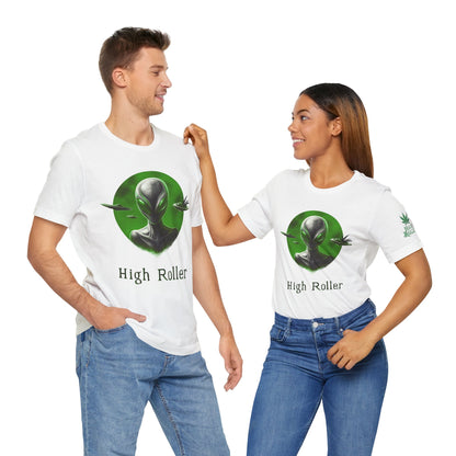 Cosmic Visitor Tee - Premium Airlume Cotton Cannabis Culture UFO Alien Art