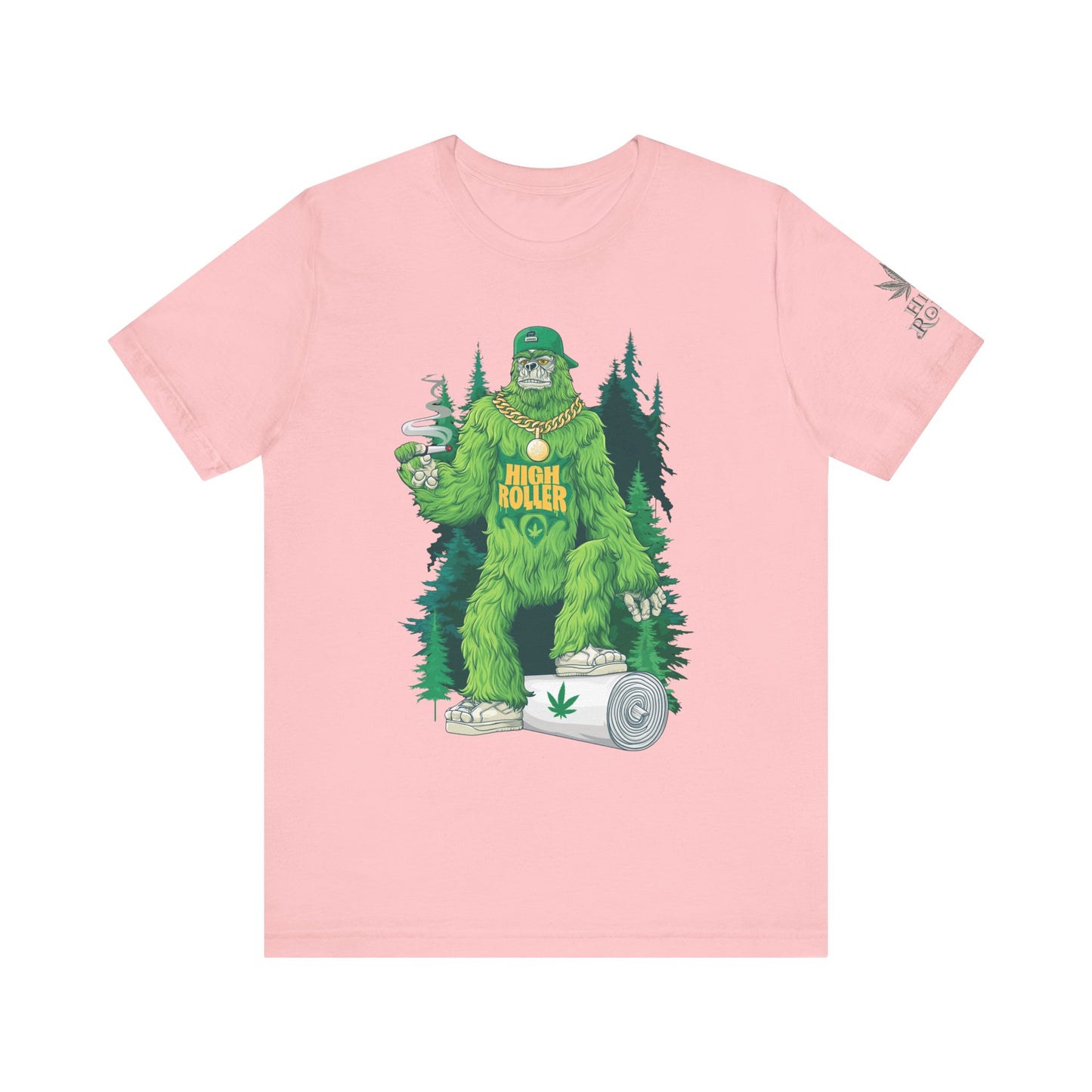 Bigfoot HIGH ROLLER Halloween Cannabis Forest T-Shirt - Premium Sasquatch Lifestyle Legend 420 Apparel