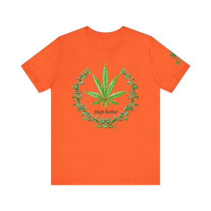 Cannabis Crest Wreath Tee - Botanical Elegance Art Design | High Roller