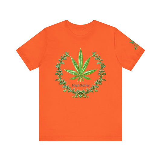 Cannabis Crest Wreath Tee - Botanical Elegance Art Design | High Roller
